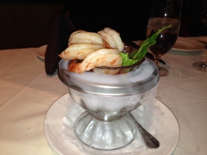 shrimp cocktail over dry ice -  totally cool